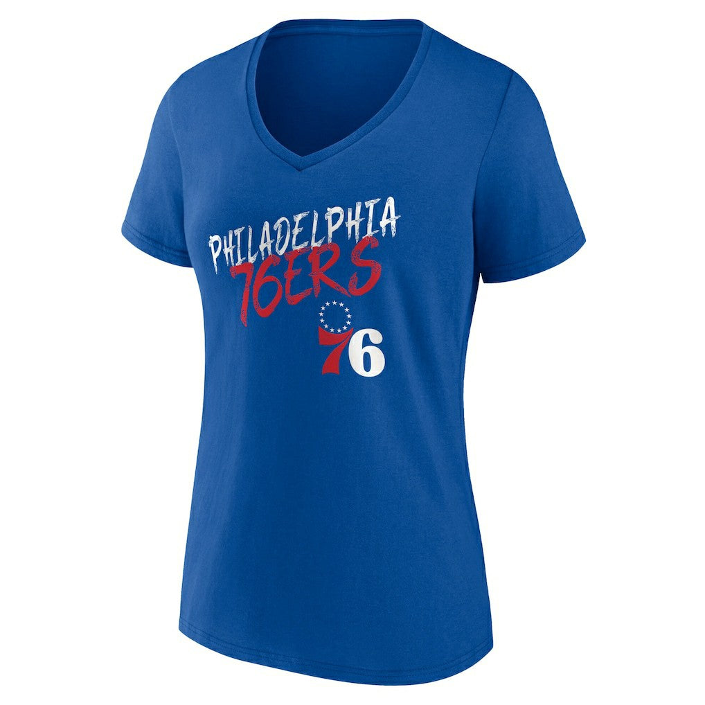 Royal Philadelphia 76ers Women's Hustle Custom V-Neck T-Shirt | NBA