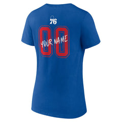 Royal Philadelphia 76ers Women's Hustle Custom V-Neck T-Shirt | NBA