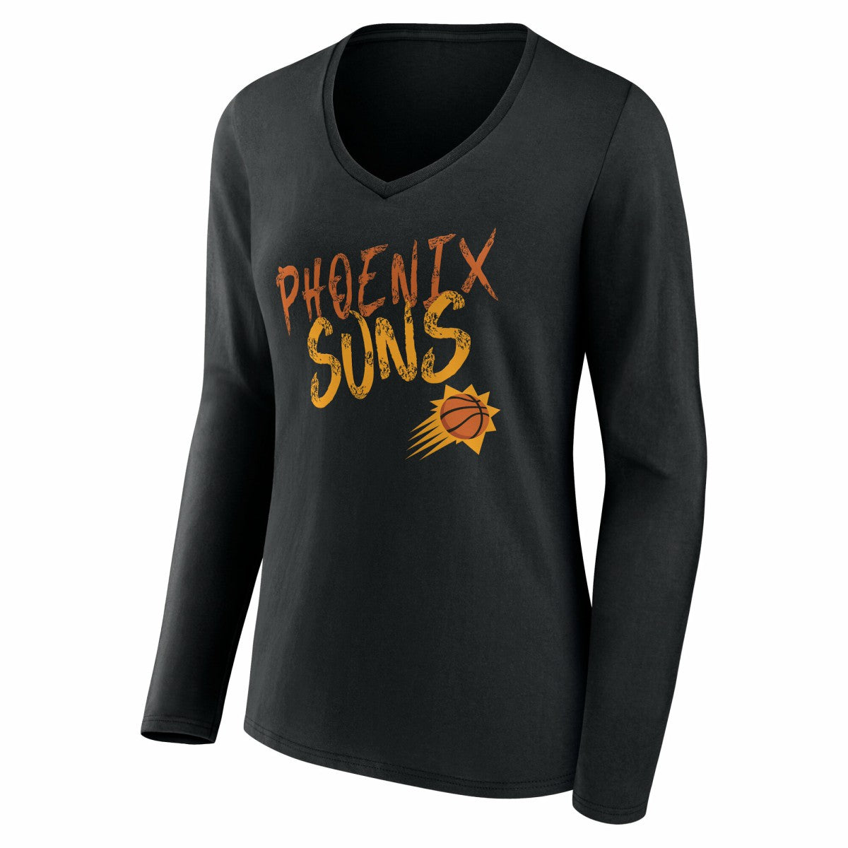 Black Phoenix Suns Women's Hustle Custom Long Sleeve V-Neck T-Shirt | NBA