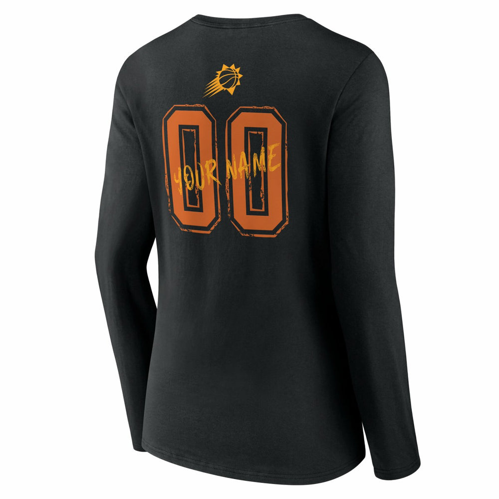 Black Phoenix Suns Women's Hustle Custom Long Sleeve V-Neck T-Shirt | NBA
