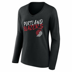 Black Portland Trail Blazers Women's Hustle Custom Long Sleeve V-Neck T-Shirt | NBA