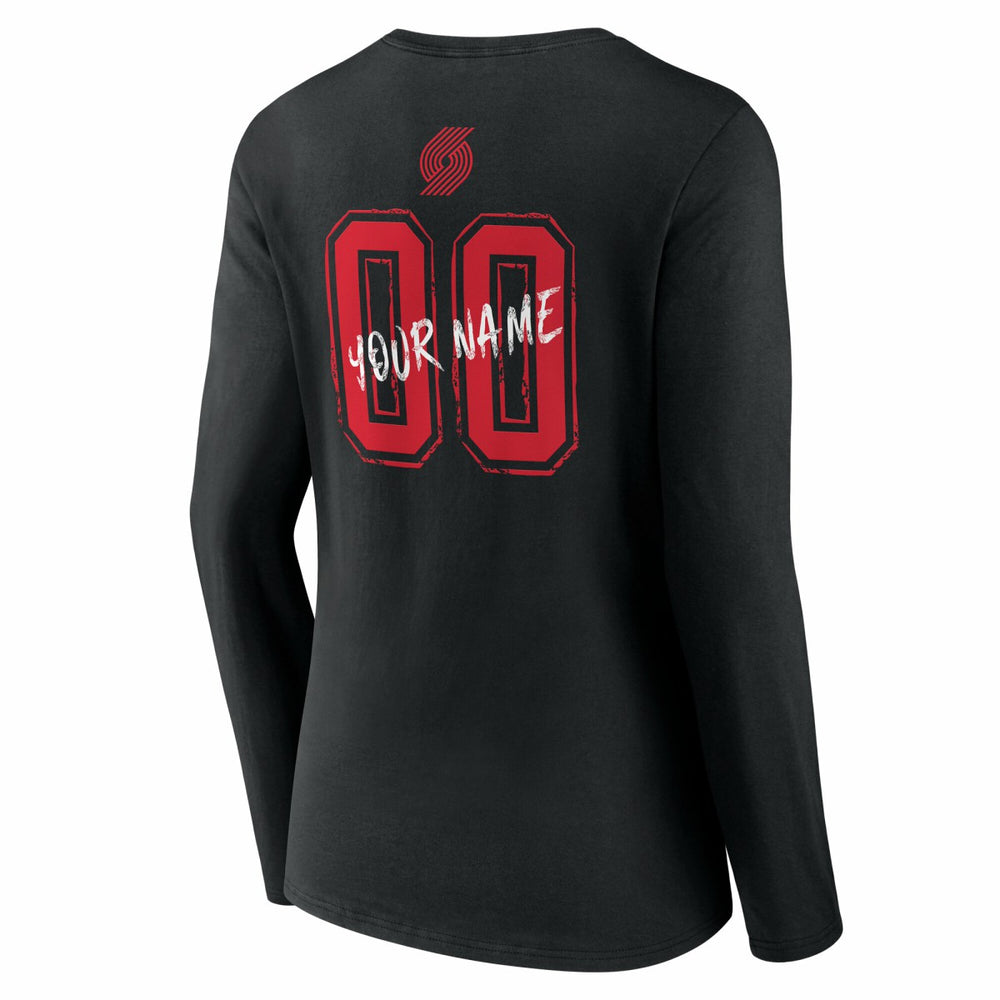 Black Portland Trail Blazers Women's Hustle Custom Long Sleeve V-Neck T-Shirt | NBA