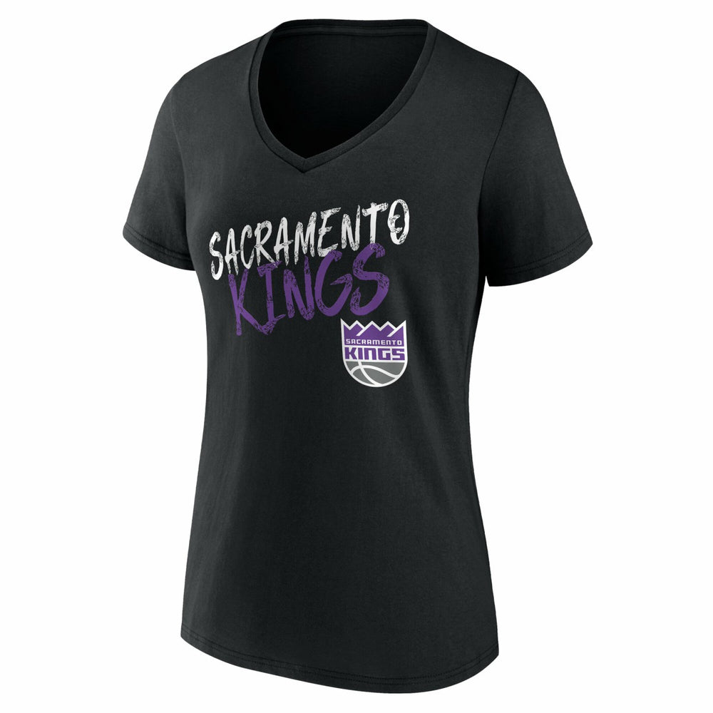 Black Sacramento Kings Women's Hustle Custom V-Neck T-Shirt | NBA