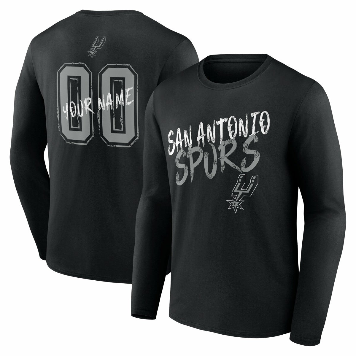 Black San Antonio Spurs Hustle Custom Long Sleeve T-Shirt | NBA