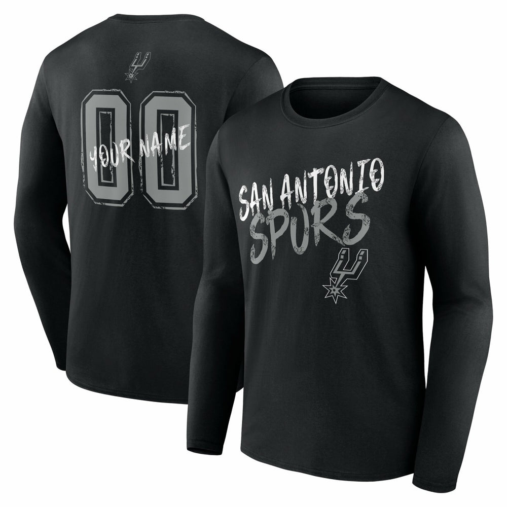 Black San Antonio Spurs Hustle Custom Long Sleeve T-Shirt | NBA