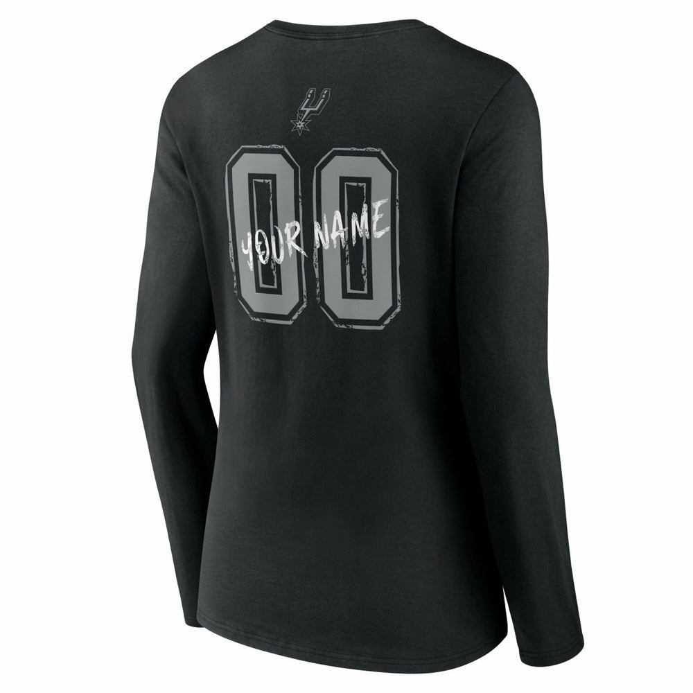 Black San Antonio Spurs Women's Hustle Custom Long Sleeve V-Neck T-Shirt | NBA