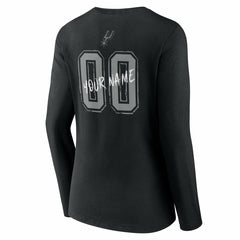 Black San Antonio Spurs Women's Hustle Custom Long Sleeve V-Neck T-Shirt | NBA