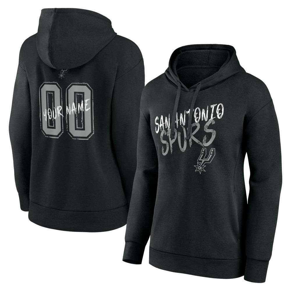 Black San Antonio Spurs Women's Hustle Custom Pullover Hoodie | NBA