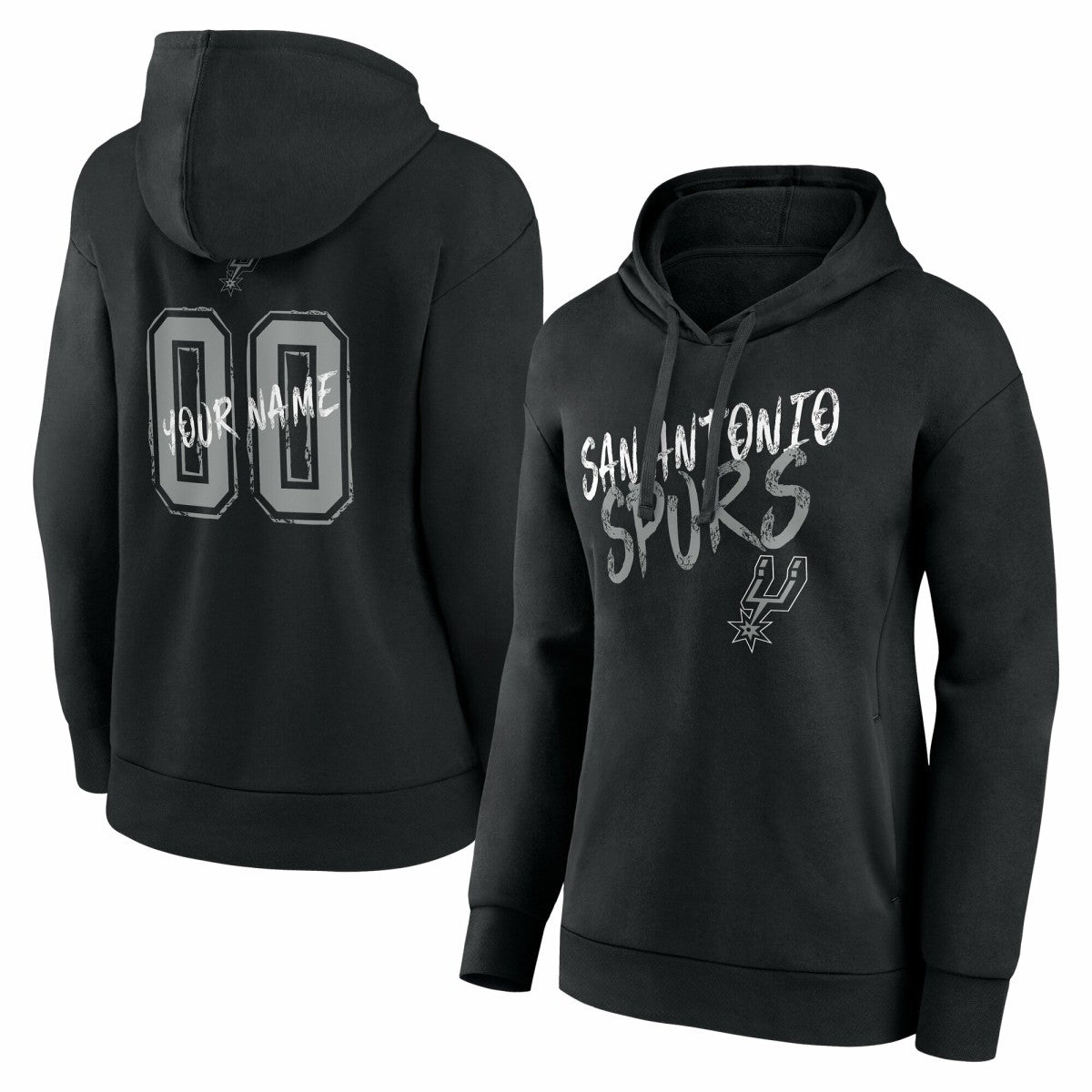 Black San Antonio Spurs Women's Hustle Custom Pullover Hoodie | NBA