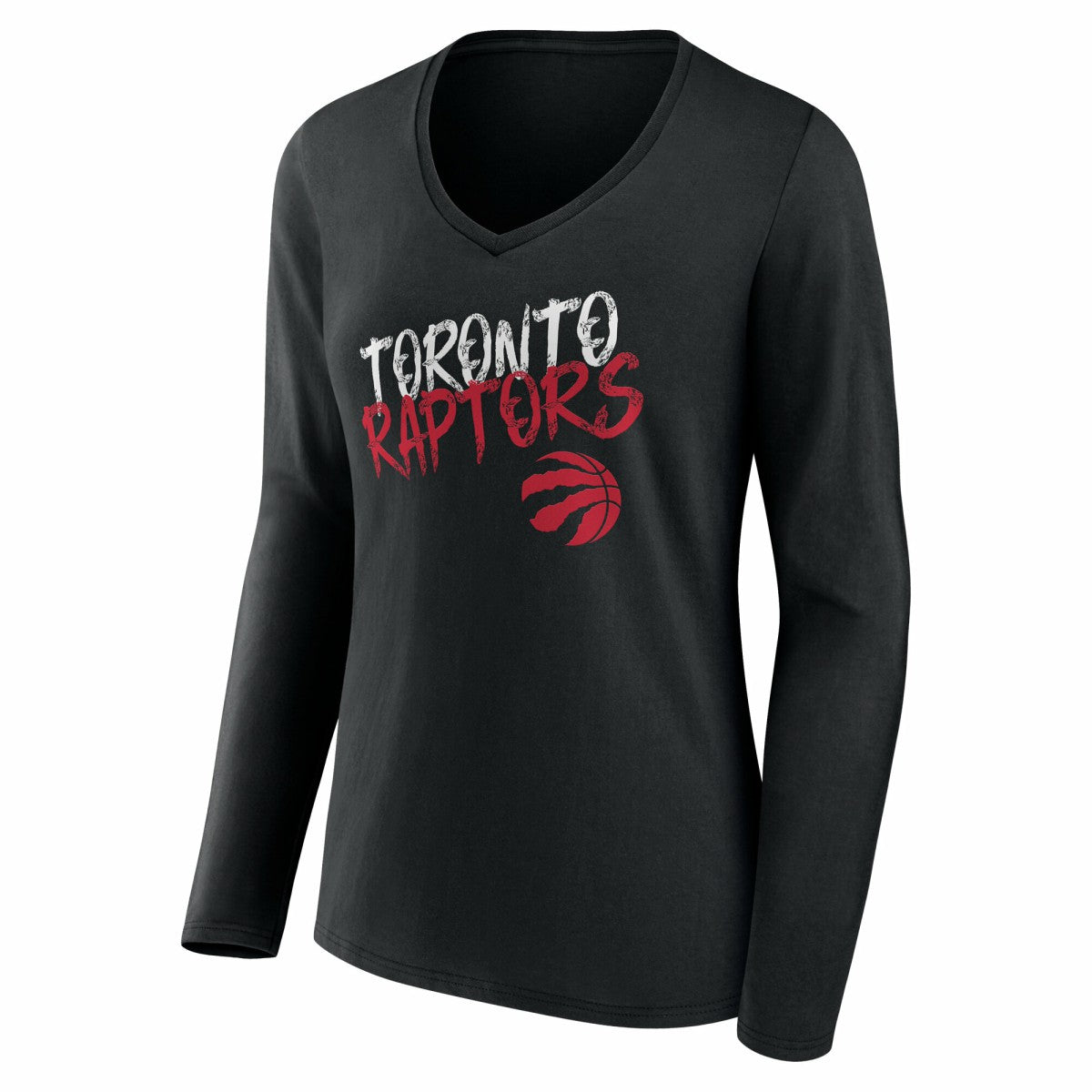 Black Toronto Raptors Women's Hustle Custom Long Sleeve V-Neck T-Shirt | NBA