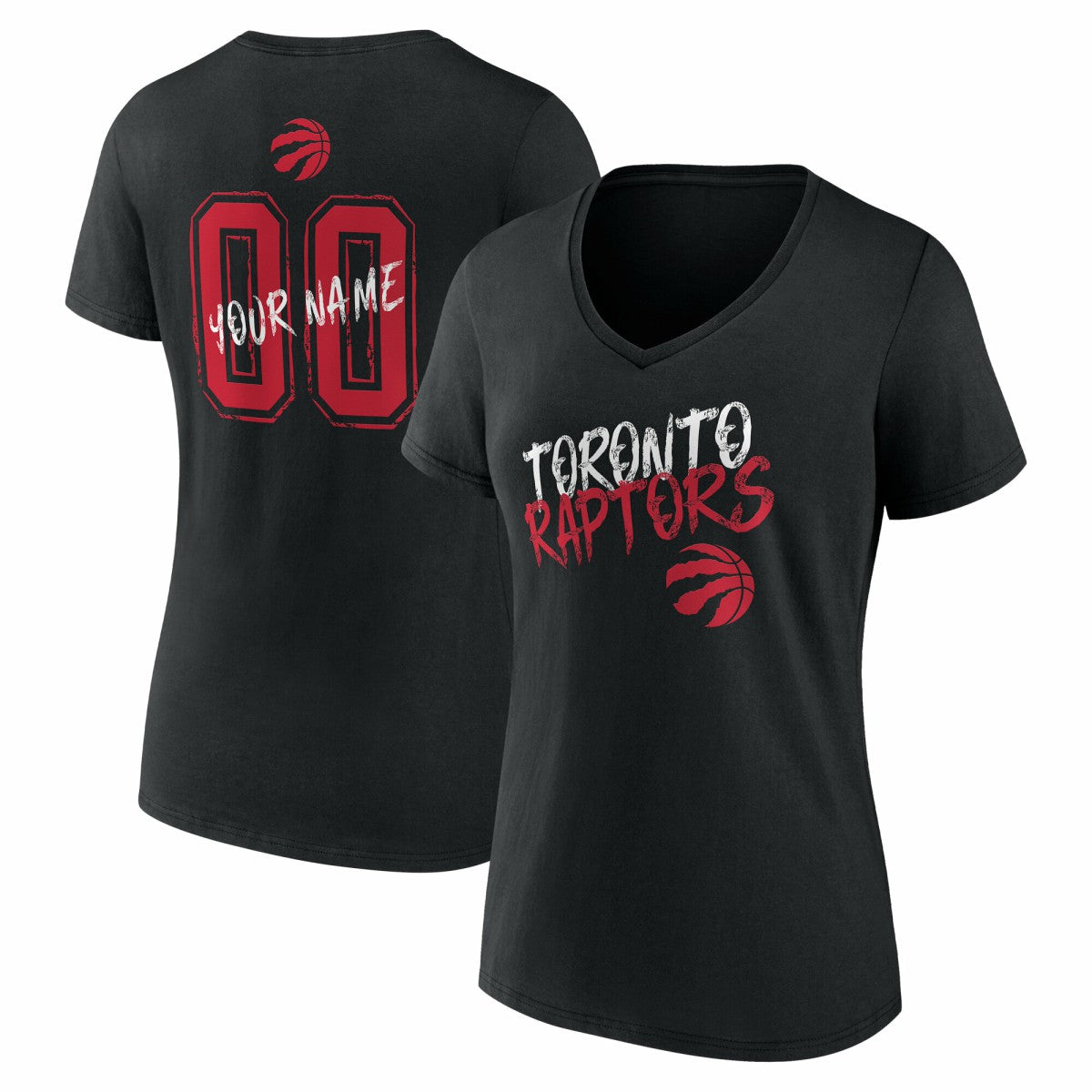 Black Toronto Raptors Women's Hustle Custom V-Neck T-Shirt | NBA