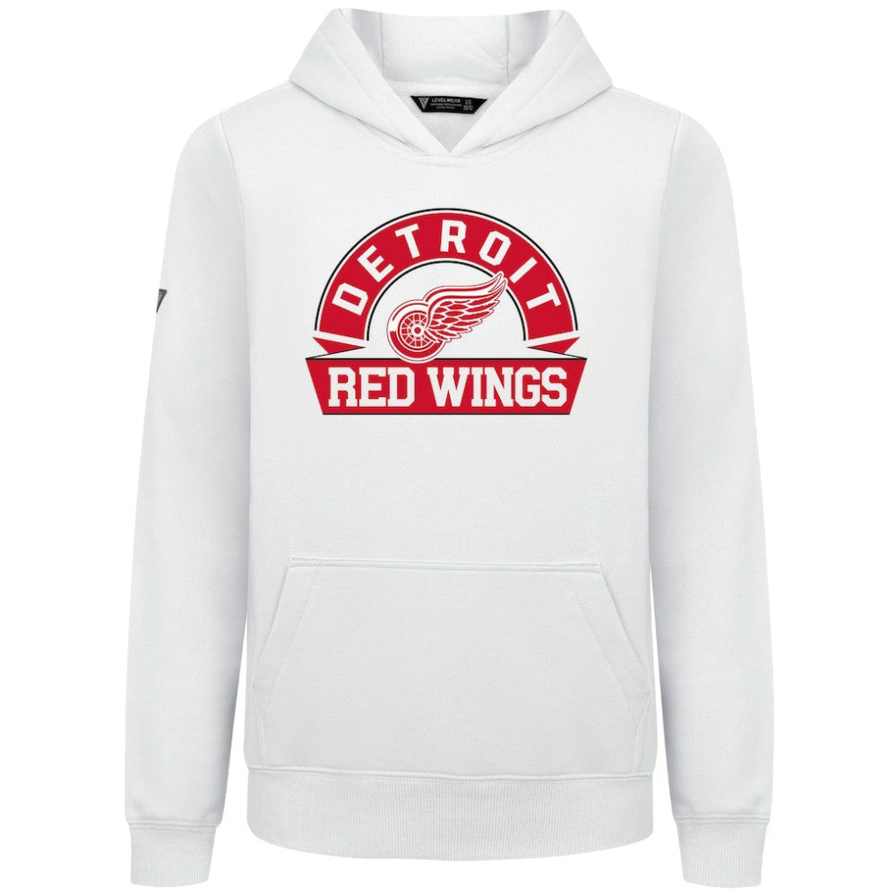 Detroit Red Wings Levelwear Youth Podium Banner Arch Pullover Hoodie -  NHL Hoodies