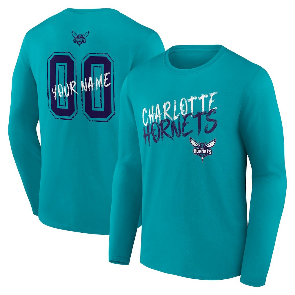 Teal Charlotte Hornets Hustle Custom Long Sleeve T-Shirt | NBA