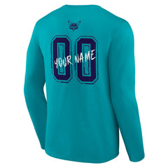 Teal Charlotte Hornets Hustle Custom Long Sleeve T-Shirt | NBA
