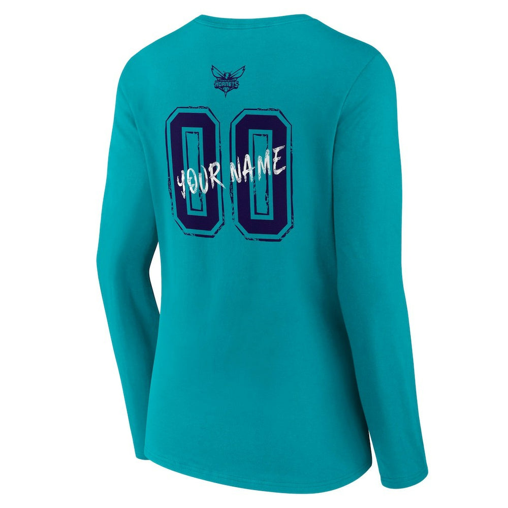 Teal Charlotte Hornets Women's Hustle Custom Long Sleeve V-Neck T-Shirt | NBA