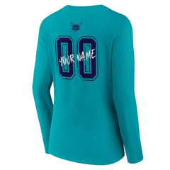 Teal Charlotte Hornets Women's Hustle Custom Long Sleeve V-Neck T-Shirt | NBA