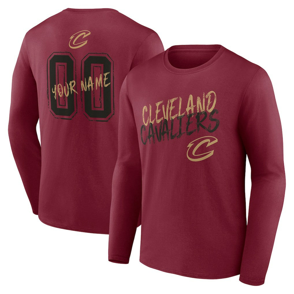 Wine Cleveland Cavaliers Hustle Custom Long Sleeve T-Shirt sale | NBA