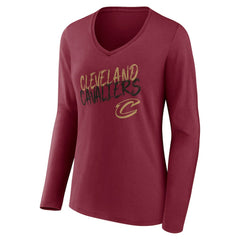 Wine Cleveland Cavaliers Women's Hustle Custom Long Sleeve V-Neck T-Shirt sale | NBA
