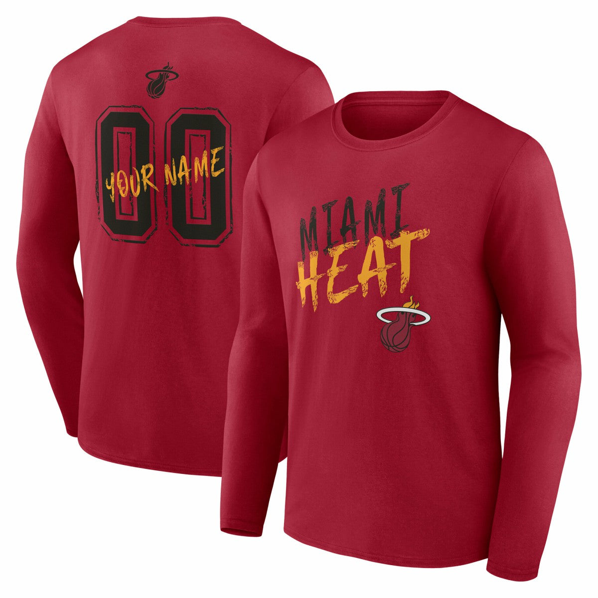 Red Miami Heat Hustle Custom Long Sleeve T-Shirt | NBA