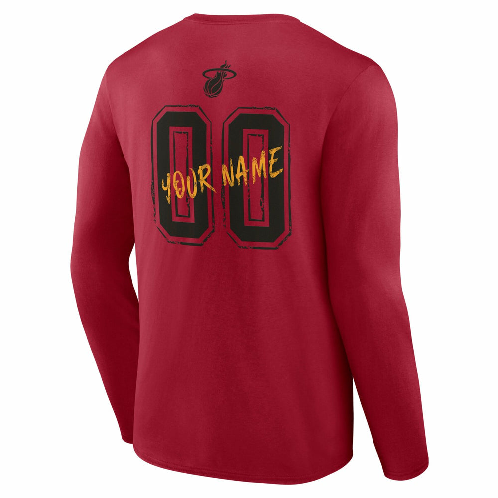 Red Miami Heat Hustle Custom Long Sleeve T-Shirt | NBA