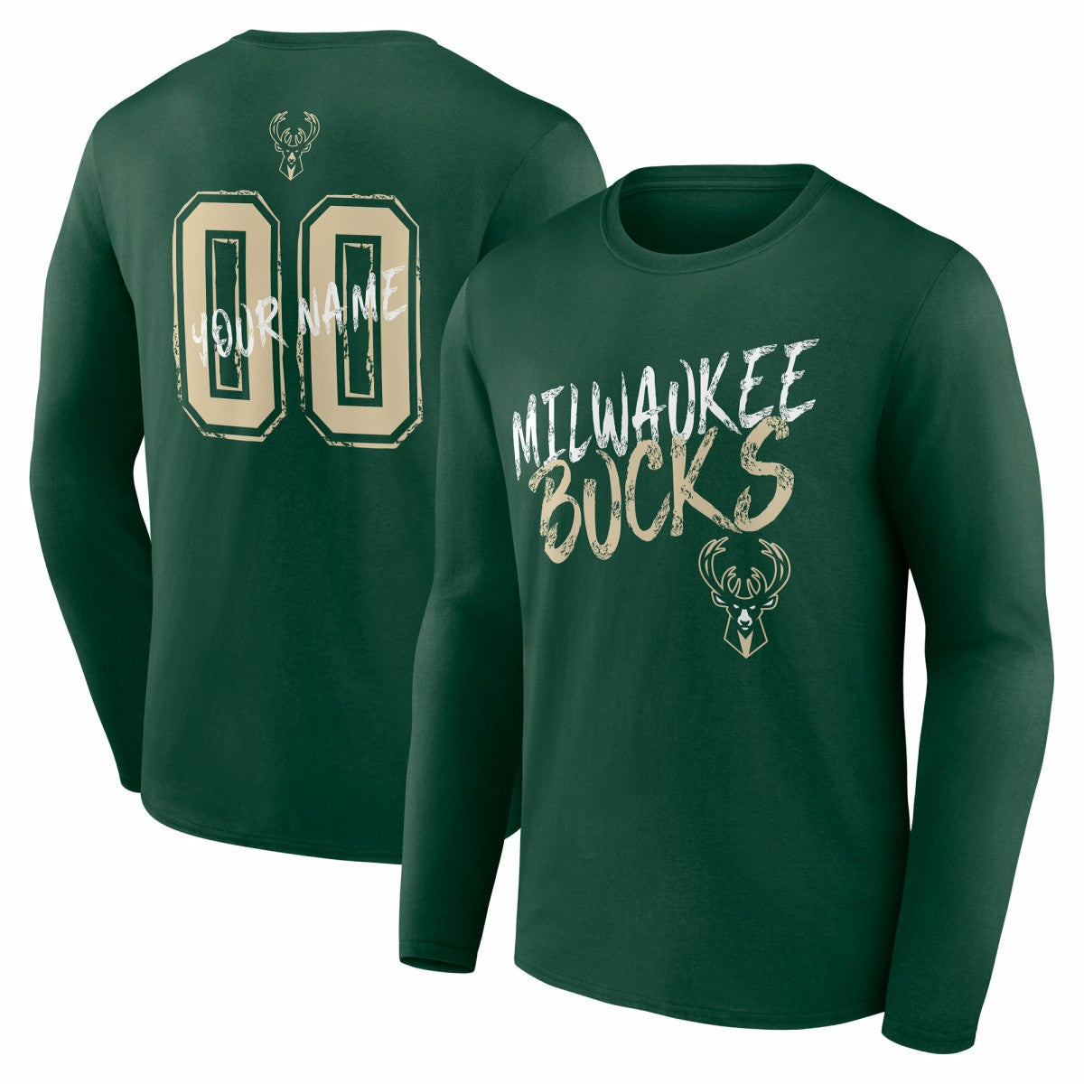 Hunter Green Milwaukee Bucks Hustle Custom Long Sleeve T-Shirt | NBA
