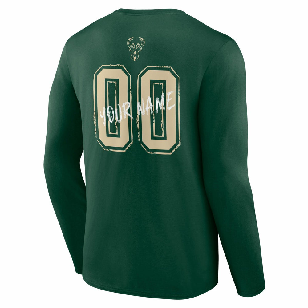 Hunter Green Milwaukee Bucks Hustle Custom Long Sleeve T-Shirt | NBA