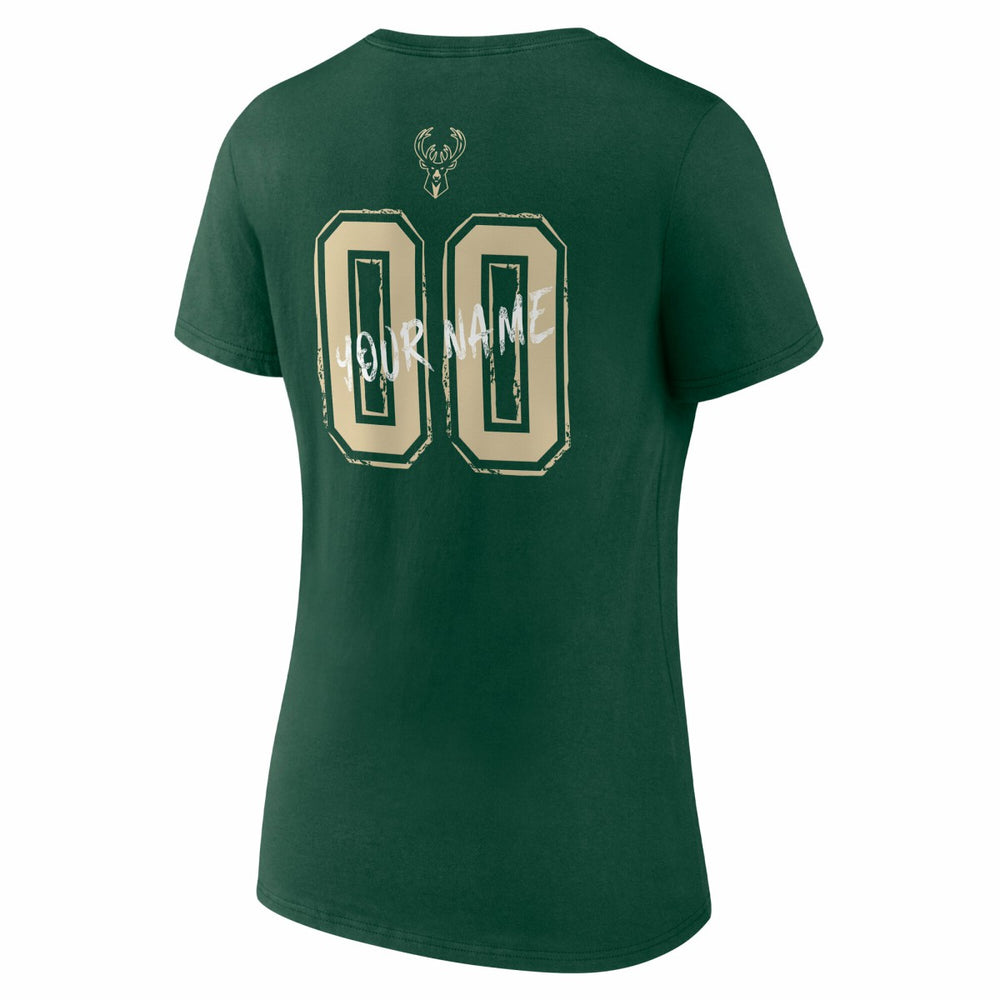 Hunter Green Milwaukee Bucks Women's Hustle Custom V-Neck T-Shirt | NBA