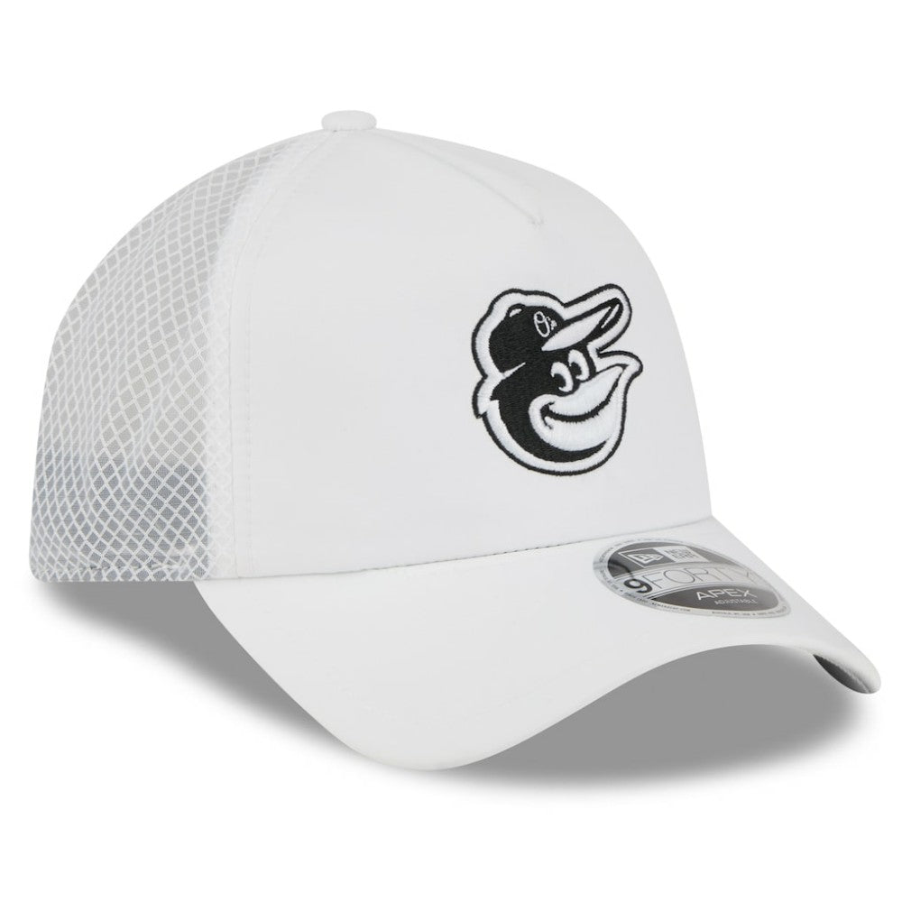 Baltimore Orioles New Era 2026 Batting Practice Apex 9FORTY Adjustable Trucker Hat - MLB Hats