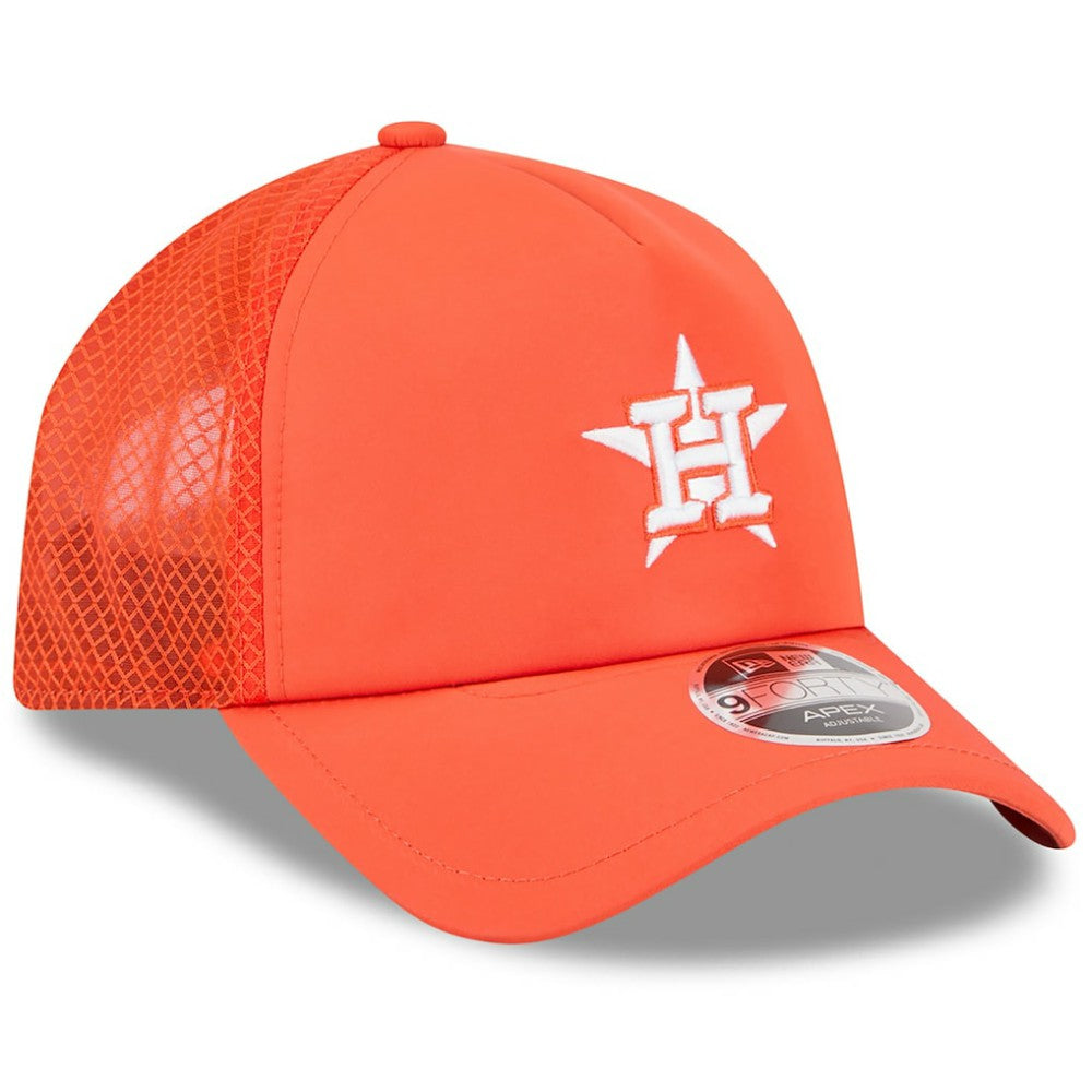 Houston Astros New Era 2026 Batting Practice Apex 9FORTY Adjustable Trucker Hat - MLB Hats
