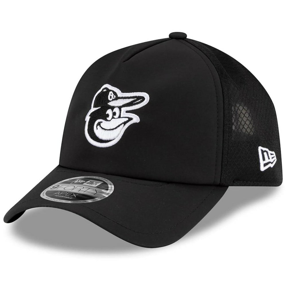 Baltimore Orioles New Era 2026 Batting Practice Apex 9FORTY Adjustable Trucker Hat - MLB Hats