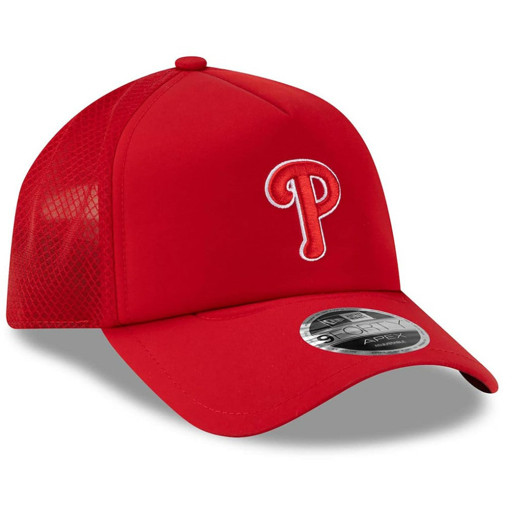 Philadelphia Phillies New Era 2026 Batting Practice Apex 9FORTY Adjustable Trucker Hat - MLB Hats