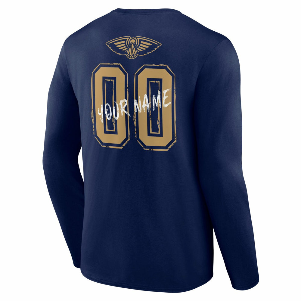 Navy New Orleans Pelicans Hustle Custom Long Sleeve T-Shirt | NBA