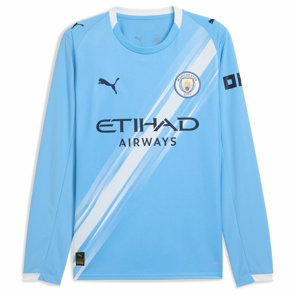 Manchester City 2025/26 Home Replica Long Sleeve Custom Jersey