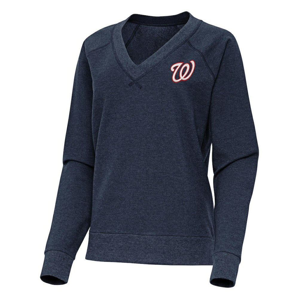Washington Nationals Antigua Women's Varsity Tri-Blend V-Neck Long Sleeve T-Shirt - MLB T-shirts