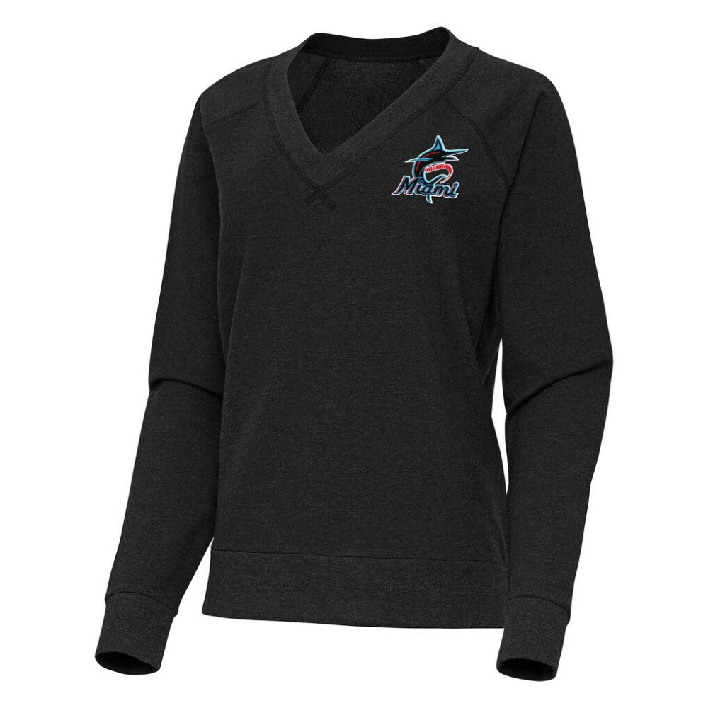Miami Marlins Antigua Women's Varsity Tri-Blend V-Neck Long Sleeve T-Shirt - MLB T-shirts