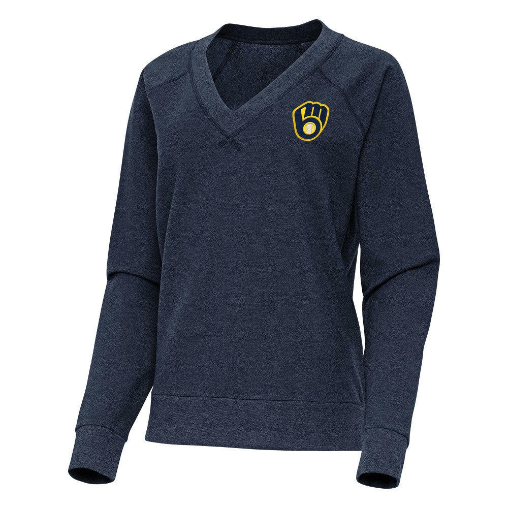 Milwaukee Brewers Antigua Women's Varsity Tri-Blend V-Neck Long Sleeve T-Shirt - MLB T-shirts