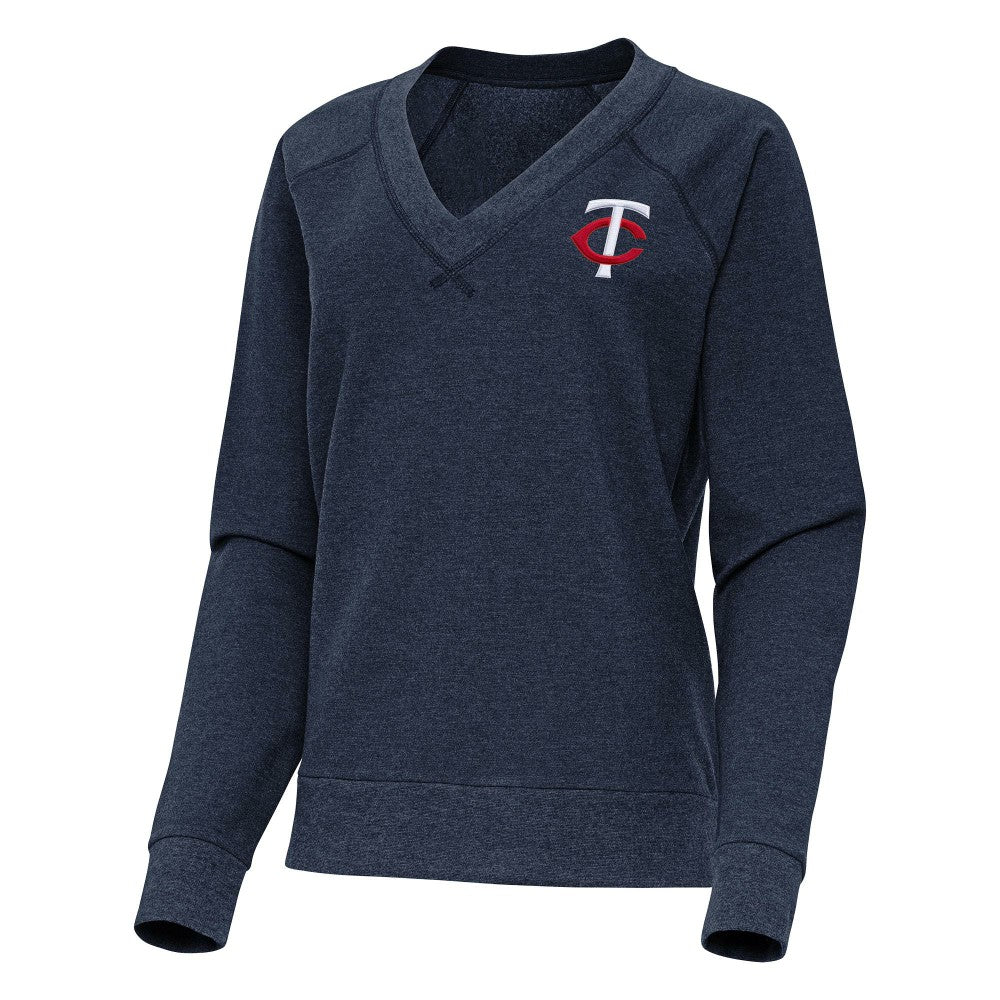 Minnesota Twins Antigua Women's Varsity Tri-Blend V-Neck Long Sleeve T-Shirt - MLB T-shirts