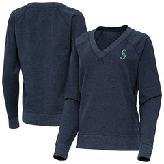 Seattle Mariners Antigua Women's Varsity Tri-Blend V-Neck Long Sleeve T-Shirt - MLB T-shirts