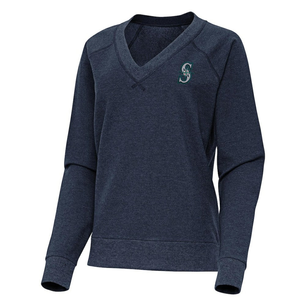 Seattle Mariners Antigua Women's Varsity Tri-Blend V-Neck Long Sleeve T-Shirt - MLB T-shirts