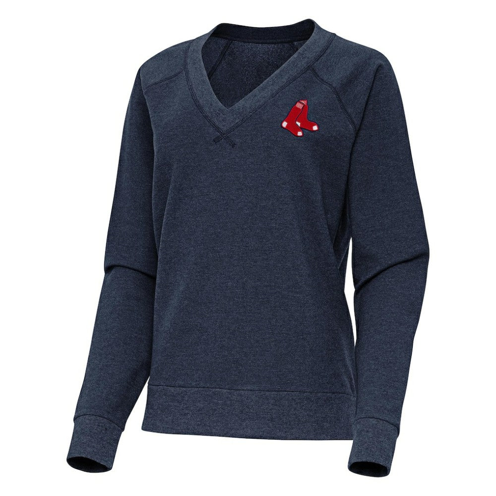 Boston Red Sox Antigua Women's Varsity Tri-Blend V-Neck Long Sleeve T-Shirt - MLB T-shirts
