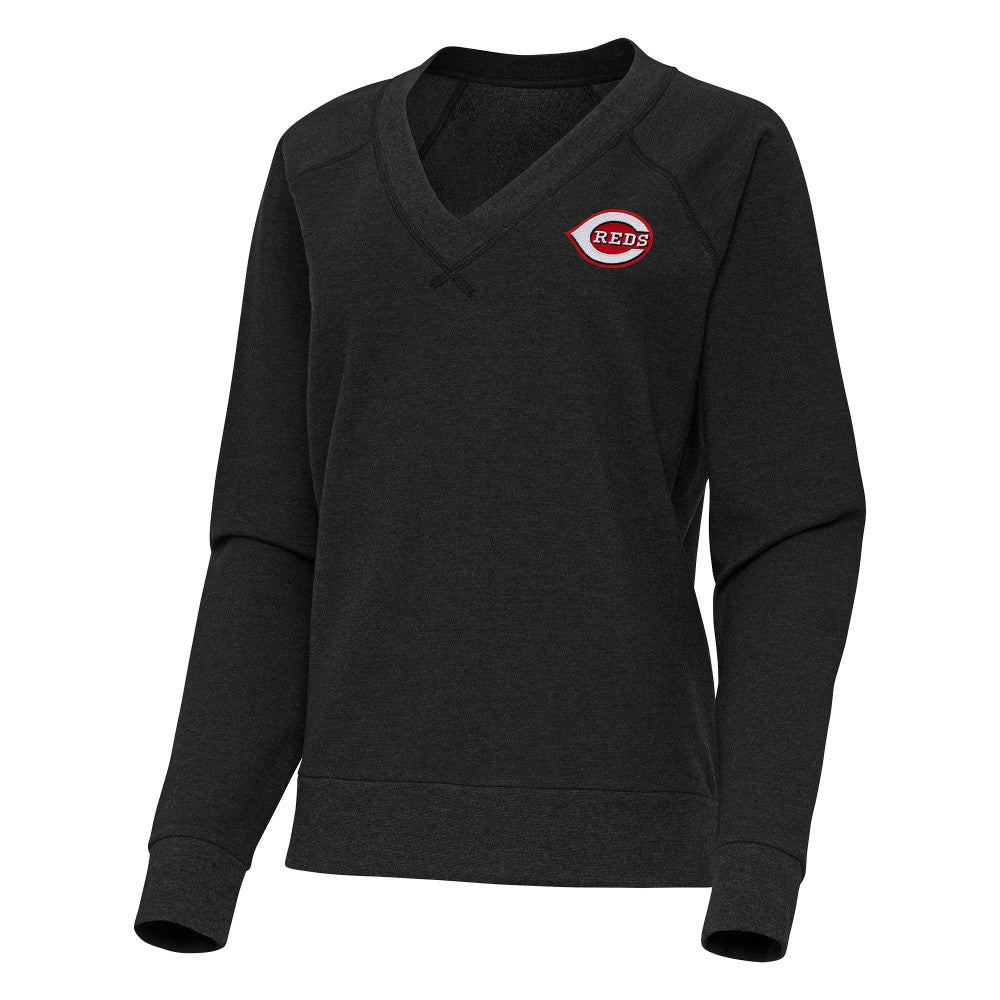 Cincinnati Reds Antigua Women's Varsity Tri-Blend V-Neck Long Sleeve T-Shirt - MLB T-shirts