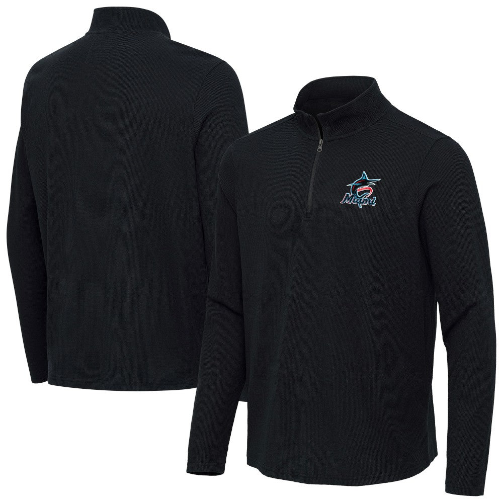 Miami Marlins Antigua Sync Tri-Blend Quarter-Zip Pullover - MLB Pullover