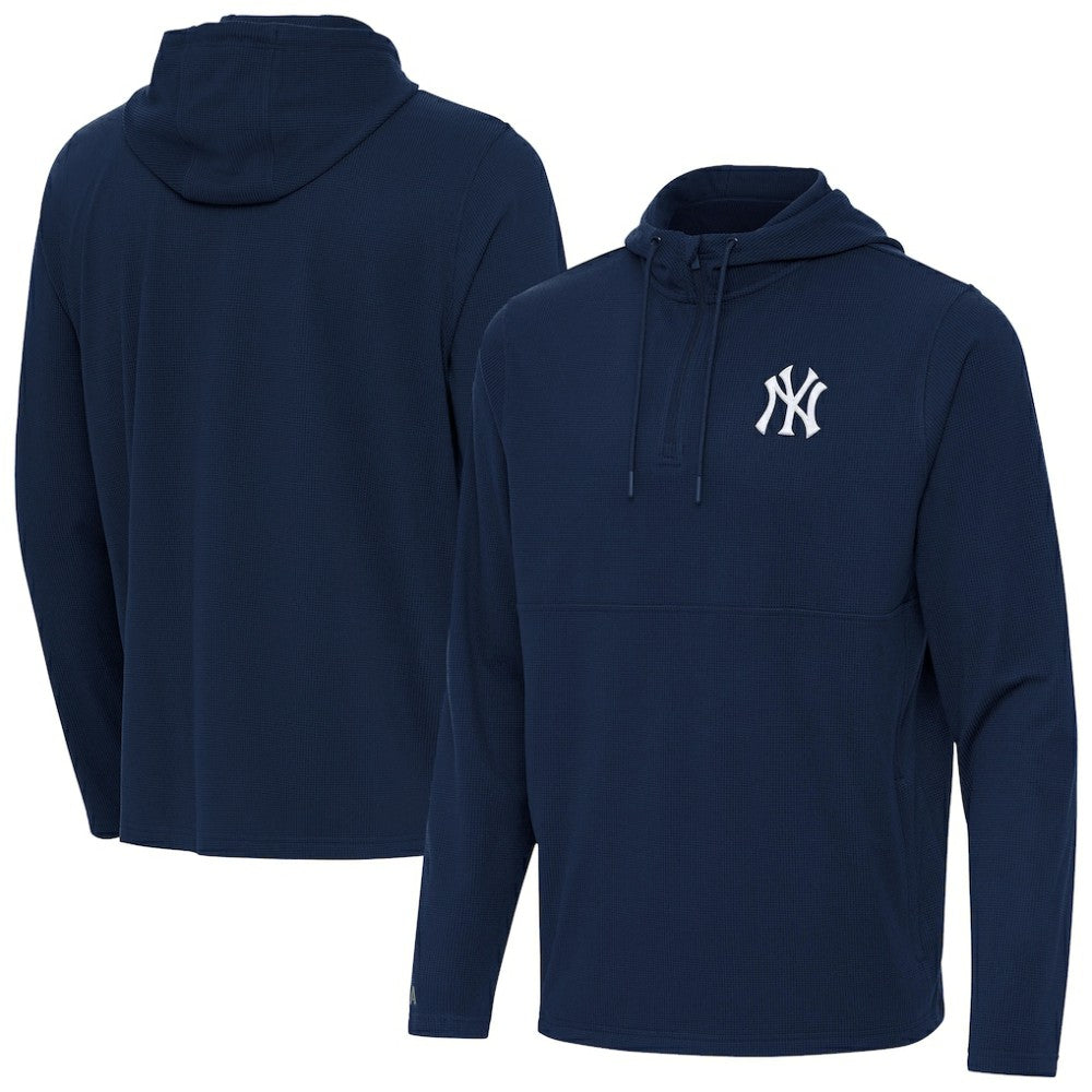 New York Yankees Antigua Connected Quarter-Zip Pullover Hoodie - MLB Hoodies