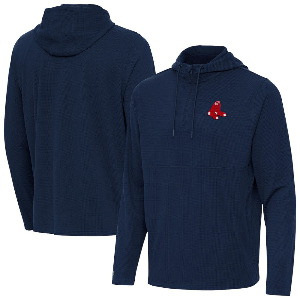 Boston Red Sox Antigua Connected Quarter-Zip Pullover Hoodie - MLB Hoodies