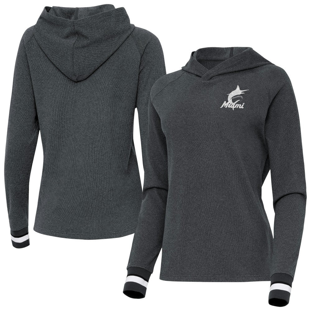 Miami Marlins Antigua Women's Trek Pullover Hoodie - MLB Hoodies