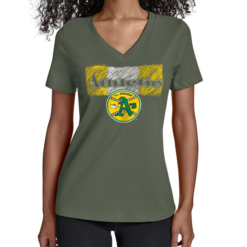 Athletics Starter Women's Team Color Shading V-Neck T-Shirt - MLB T-shirts