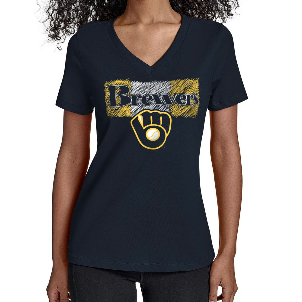 Milwaukee Brewers Starter Women's Team Color Shading V-Neck T-Shirt - MLB T-shirts
