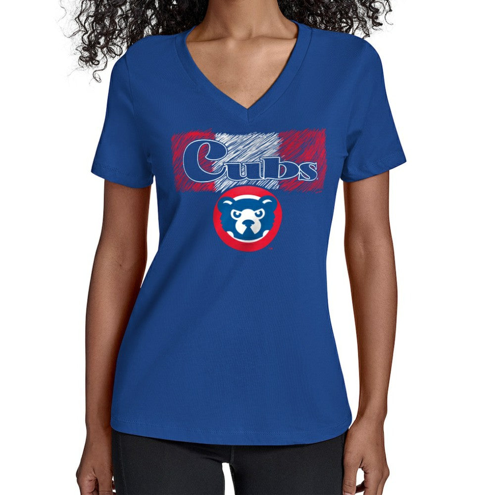 Chicago Cubs Starter Women's Team Color Shading V-Neck T-Shirt - MLB T-shirts