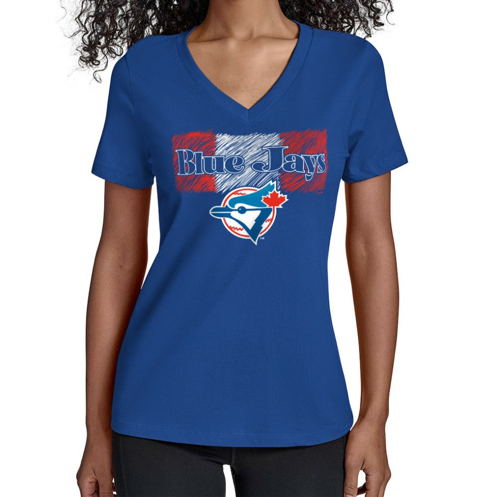 Toronto Blue Jays Starter Women's Team Color Shading V-Neck T-Shirt - MLB T-shirts