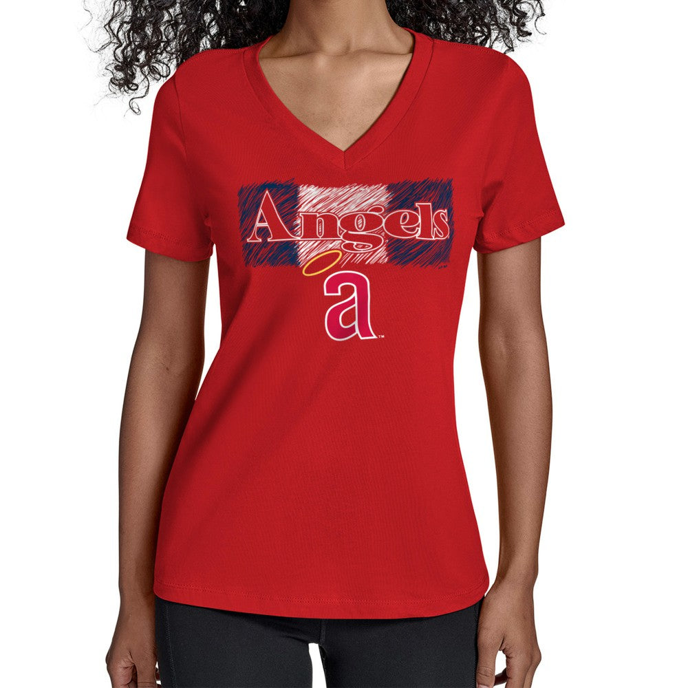 Los Angeles Angels Starter Women's Team Color Shading V-Neck T-Shirt - MLB T-shirts